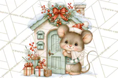 Christmas Mouse Clipart, Pastel Holiday Mice PNG, Nursery Product Image 2