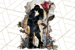 Romantic Couple Silhouettes, Rose Cutout PNG, Surreal Love Product Image 5