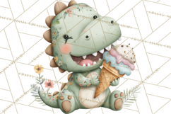 Cute Summer Dinosaur Clipart Sweet Treat Dino PNG Product Image 5