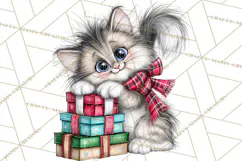 Christmas Cat Clipart PNG, Funny Kitten Christmas Product Image 2