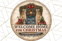 Mid Century Christmas Vintage Signs | Round Door Sign Design Product Image 2