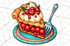 Christmas Retro Diner Clipart PNG 1950s Holiday Food & Decor Product Image 2
