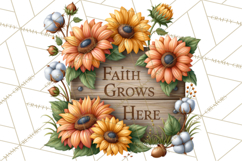 Inspirational Farmhouse Sunflower Clipart PNG Product Image 2