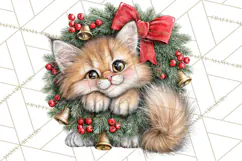 Christmas Cat Clipart PNG, Funny Kitten Christmas Product Image 4