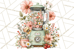 Mint Cottagecore Kitchen Clipart, Vintage Country Floral Png Product Image 3