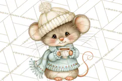 Christmas Mouse Clipart, Pastel Holiday Mice PNG, Nursery Product Image 4