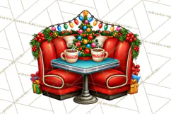 Christmas Retro Diner Clipart PNG 1950s Holiday Food & Decor Product Image 3