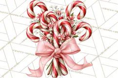Peppermint Christmas Treasures Clipart PNG, Candy Cane Product Image 3