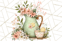 Mint Cottagecore Kitchen Clipart, Vintage Country Floral Png Product Image 2