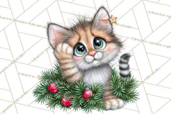 Christmas Cat Clipart PNG, Funny Kitten Christmas Product Image 3