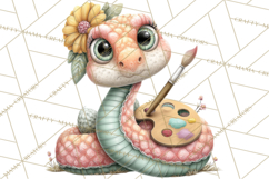 Cute Snake Clipart Pastel Reptile PNG Product Image 3