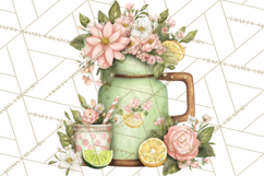 Mint Cottagecore Kitchen Clipart, Vintage Country Floral Png Product Image 3