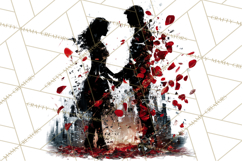 Romantic Couple Silhouettes, Rose Cutout PNG, Surreal Love Product Image 3