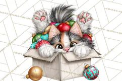 Christmas Cat Clipart PNG, Funny Kitten Christmas Product Image 5