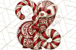Whimsical Peppermint Animal PNG Christmas Clipart Product Image 5