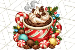Cocoa Christmas Clipart, Chocolate Coffee Holiday PNG Product Image 2