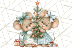 Christmas Mouse Clipart, Pastel Holiday Mice PNG, Nursery Product Image 5