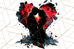 Romantic Couple Silhouettes, Rose Cutout PNG, Surreal Love Product Image 4