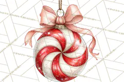 Peppermint Christmas Treasures Clipart PNG, Candy Cane Product Image 2