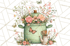 Mint Cottagecore Kitchen Clipart, Vintage Country Floral Png Product Image 5
