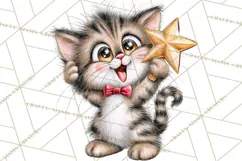 Christmas Cat Clipart PNG, Funny Kitten Christmas Product Image 3
