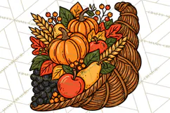 Cozy Fall Clipart PNG Autumn Harvest Illustrations Product Image 3