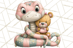 Cute Snake Clipart Pastel Reptile PNG Product Image 2
