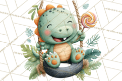 Cute Summer Dinosaur Clipart Sweet Treat Dino PNG Product Image 2