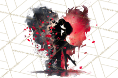 Romantic Couple Silhouettes, Rose Cutout PNG, Surreal Love Product Image 3