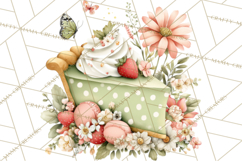 Mint Cottagecore Kitchen Clipart, Vintage Country Floral Png Product Image 4