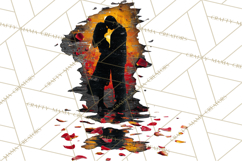 Romantic Couple Silhouettes, Rose Cutout PNG, Surreal Love Product Image 4