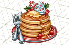 Christmas Retro Diner Clipart PNG 1950s Holiday Food & Decor Product Image 5