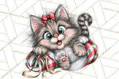 Christmas Cat Clipart PNG, Funny Kitten Christmas Product Image 5