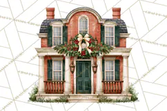Vintage Christmas Homes Clipart, Christmas House PNG Product Image 2