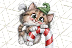 Christmas Cat Clipart PNG, Funny Kitten Christmas Product Image 2