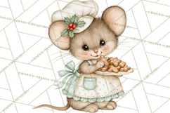 Christmas Mouse Clipart, Pastel Holiday Mice PNG, Nursery Product Image 5