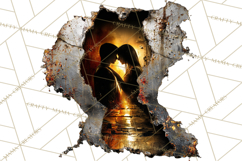 Romantic Couple Silhouettes, Rose Cutout PNG, Surreal Love Product Image 5