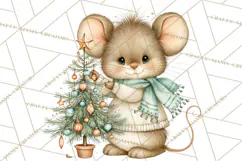 Christmas Mouse Clipart, Pastel Holiday Mice PNG, Nursery Product Image 2