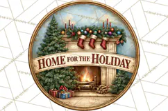 Mid Century Christmas Vintage Signs | Round Door Sign Design Product Image 3
