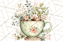 Mint Cottagecore Kitchen Clipart, Vintage Country Floral Png Product Image 2