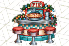Christmas Retro Diner Clipart PNG 1950s Holiday Food & Decor Product Image 4