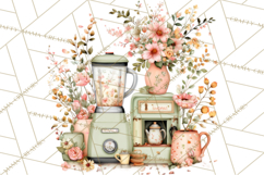 Mint Cottagecore Kitchen Clipart, Vintage Country Floral Png Product Image 4