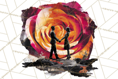 Romantic Couple Silhouettes, Rose Cutout PNG, Surreal Love Product Image 4