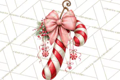 Peppermint Christmas Treasures Clipart PNG, Candy Cane Product Image 5