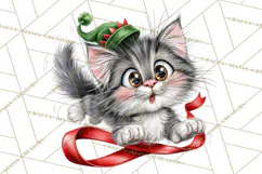 Christmas Cat Clipart PNG, Funny Kitten Christmas Product Image 5
