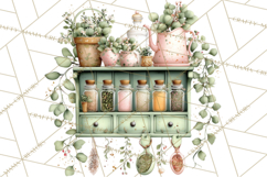 Mint Cottagecore Kitchen Clipart, Vintage Country Floral Png Product Image 5