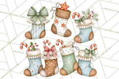 Christmas Mouse Clipart, Pastel Holiday Mice PNG, Nursery Product Image 2