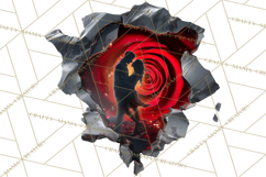 Romantic Couple Silhouettes, Rose Cutout PNG, Surreal Love Product Image 2