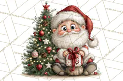 Santa Christmas Clipart, Cute Whimsical Santa PNG, Christmas Product Image 3