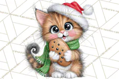 Christmas Cat Clipart PNG, Funny Kitten Christmas Product Image 3
